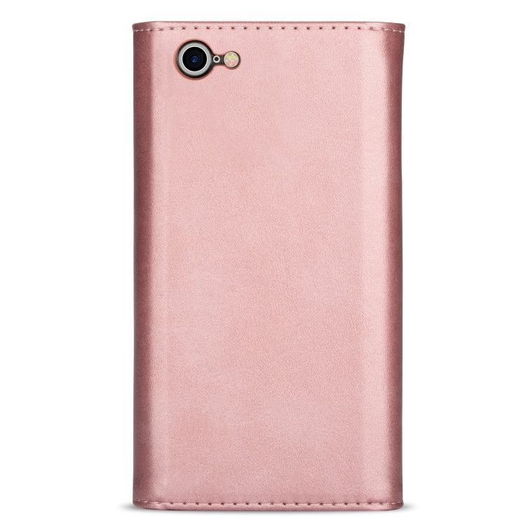 For iPhone 7 / 8 / SE (2020) Skin Feel Zipper Horizontal Flip Leather Case with Holder & Card Slots & Photo Frame & Lanyard & Long Rope(Rose Gold) - More iPhone Cases by buy2fix | Online Shopping UK | buy2fix