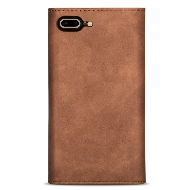 For iPhone 7 Plus / 8 Plus Skin Feel Zipper Horizontal Flip Leather Case with Holder & Card Slots & Photo Frame & Lanyard & Long Rope(Brown) - More iPhone Cases by buy2fix | Online Shopping UK | buy2fix