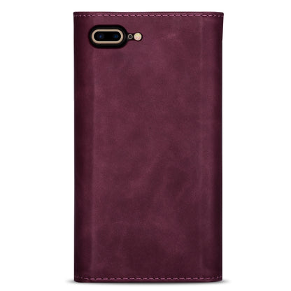For iPhone 7 Plus / 8 Plus Skin Feel Zipper Horizontal Flip Leather Case with Holder & Card Slots & Photo Frame & Lanyard & Long Rope(Wine Red) - More iPhone Cases by buy2fix | Online Shopping UK | buy2fix