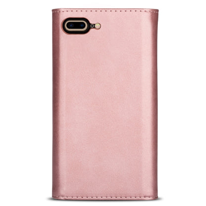 For iPhone 7 Plus / 8 Plus Skin Feel Zipper Horizontal Flip Leather Case with Holder & Card Slots & Photo Frame & Lanyard & Long Rope(Rose Gold) - More iPhone Cases by buy2fix | Online Shopping UK | buy2fix