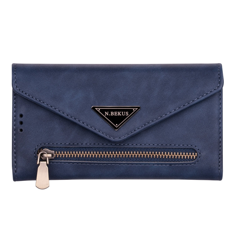 For iPhone 11 Pro Skin Feel Zipper Horizontal Flip Leather Case with Holder & Card Slots & Photo Frame & Lanyard & Long Rope(Blue) - iPhone 11 Pro Cases by buy2fix | Online Shopping UK | buy2fix