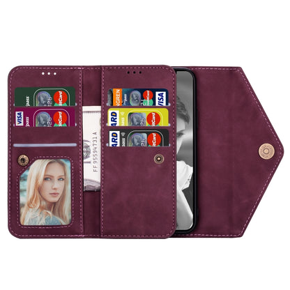 For iPhone 11 Pro Skin Feel Zipper Horizontal Flip Leather Case with Holder & Card Slots & Photo Frame & Lanyard & Long Rope(Wine Red) - iPhone 11 Pro Cases by buy2fix | Online Shopping UK | buy2fix
