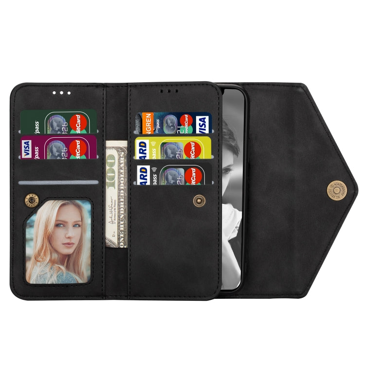 For iPhone XS / X Skin Feel Zipper Horizontal Flip Leather Case with Holder & Card Slots & Photo Frame & Lanyard & Long Rope(Black) - More iPhone Cases by buy2fix | Online Shopping UK | buy2fix