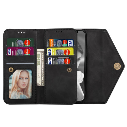 For iPhone XS / X Skin Feel Zipper Horizontal Flip Leather Case with Holder & Card Slots & Photo Frame & Lanyard & Long Rope(Black) - More iPhone Cases by buy2fix | Online Shopping UK | buy2fix