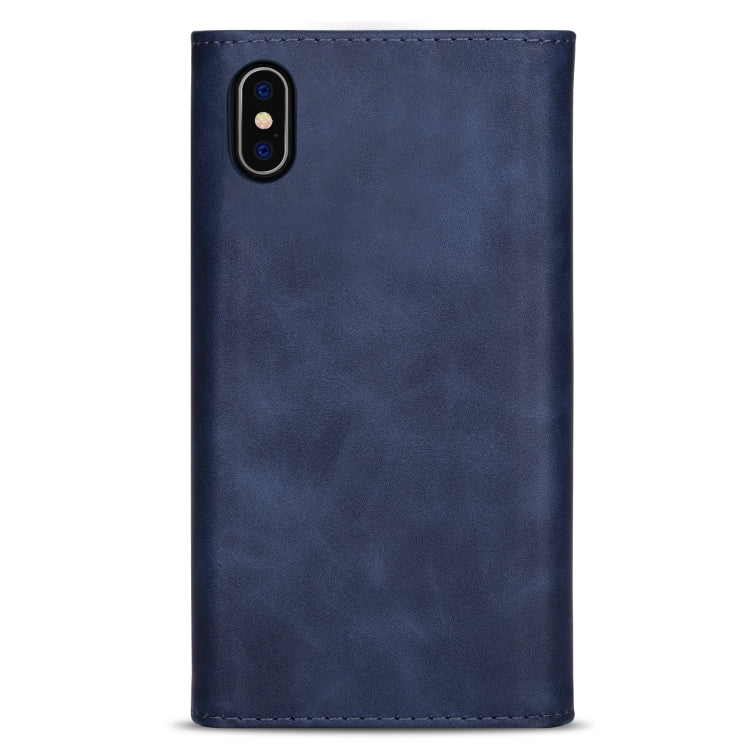 For iPhone XS / X Skin Feel Zipper Horizontal Flip Leather Case with Holder & Card Slots & Photo Frame & Lanyard & Long Rope(Blue) - More iPhone Cases by buy2fix | Online Shopping UK | buy2fix