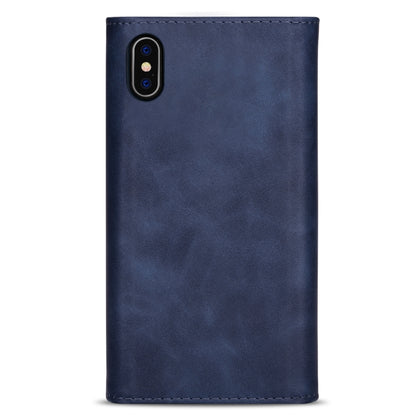 For iPhone XS / X Skin Feel Zipper Horizontal Flip Leather Case with Holder & Card Slots & Photo Frame & Lanyard & Long Rope(Blue) - More iPhone Cases by buy2fix | Online Shopping UK | buy2fix