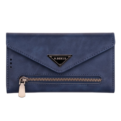 For iPhone XS / X Skin Feel Zipper Horizontal Flip Leather Case with Holder & Card Slots & Photo Frame & Lanyard & Long Rope(Blue) - More iPhone Cases by buy2fix | Online Shopping UK | buy2fix