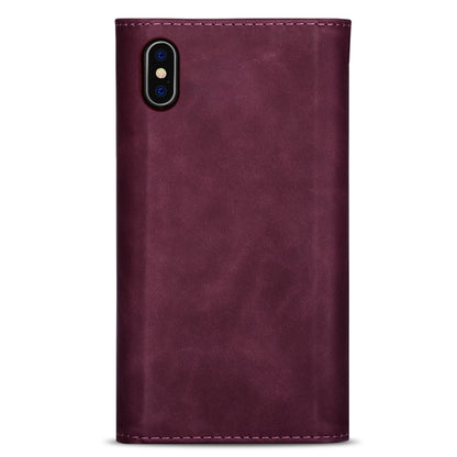For iPhone XS / X Skin Feel Zipper Horizontal Flip Leather Case with Holder & Card Slots & Photo Frame & Lanyard & Long Rope(Wine Red) - More iPhone Cases by buy2fix | Online Shopping UK | buy2fix