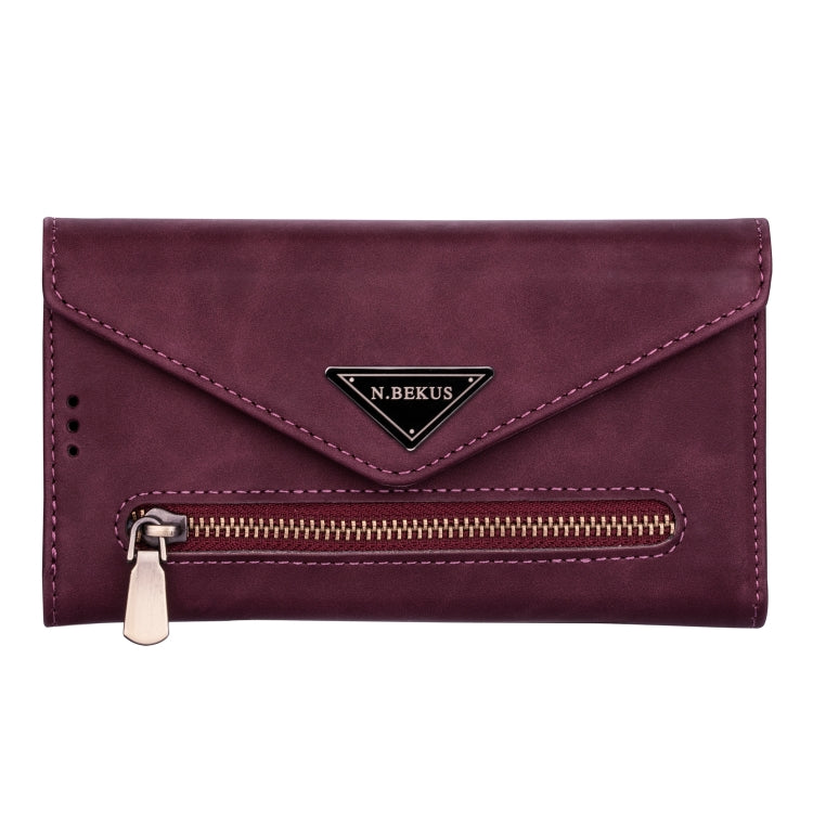 For iPhone XS / X Skin Feel Zipper Horizontal Flip Leather Case with Holder & Card Slots & Photo Frame & Lanyard & Long Rope(Wine Red) - More iPhone Cases by buy2fix | Online Shopping UK | buy2fix