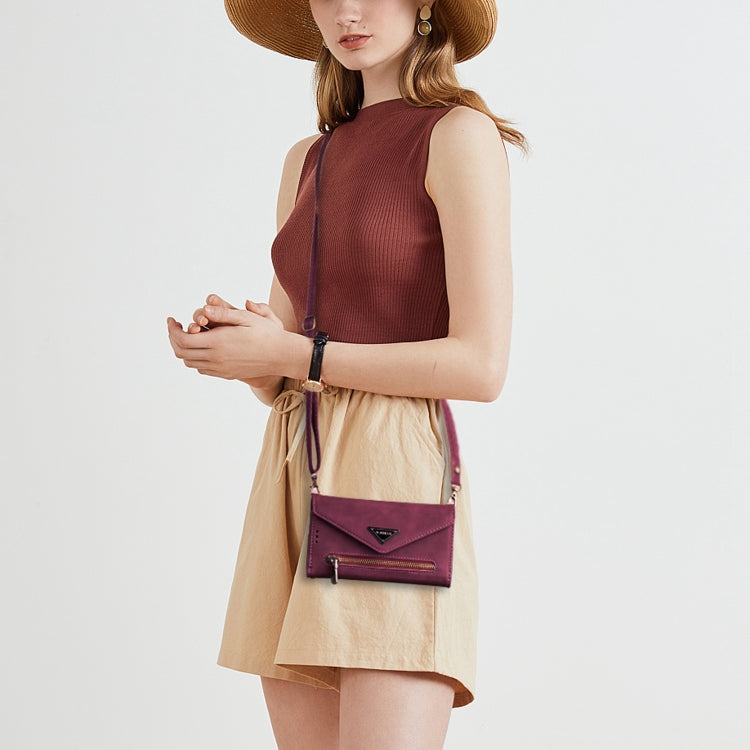 For iPhone XS / X Skin Feel Zipper Horizontal Flip Leather Case with Holder & Card Slots & Photo Frame & Lanyard & Long Rope(Wine Red) - More iPhone Cases by buy2fix | Online Shopping UK | buy2fix