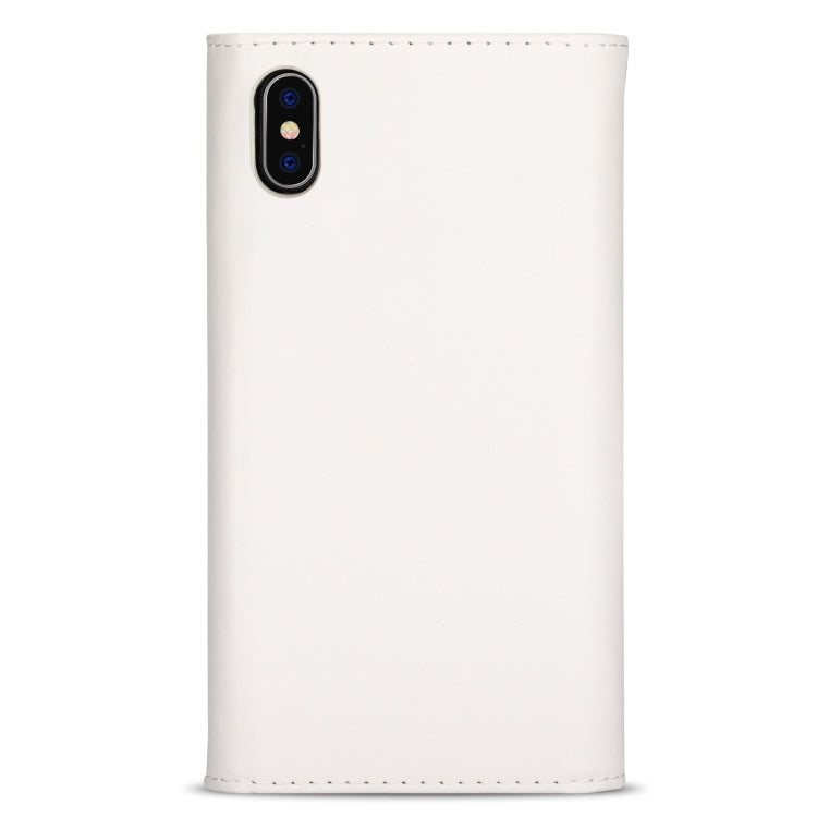 For iPhone XS / X Skin Feel Zipper Horizontal Flip Leather Case with Holder & Card Slots & Photo Frame & Lanyard & Long Rope(White) - More iPhone Cases by buy2fix | Online Shopping UK | buy2fix