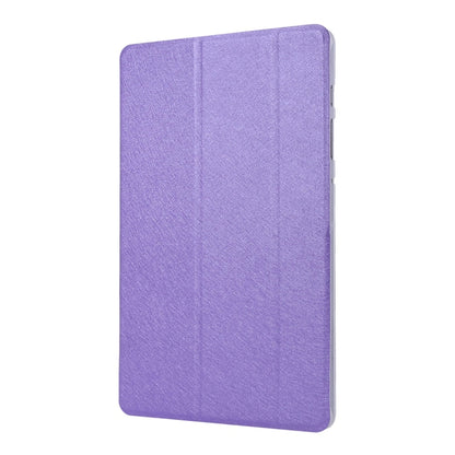 For Samsung Galaxy Tab S8 / Galaxy Tab S7 / T870 Silk Texture Three-fold Horizontal Flip Leather Case with Holder & Pen Slot(Purple) by buy2fix