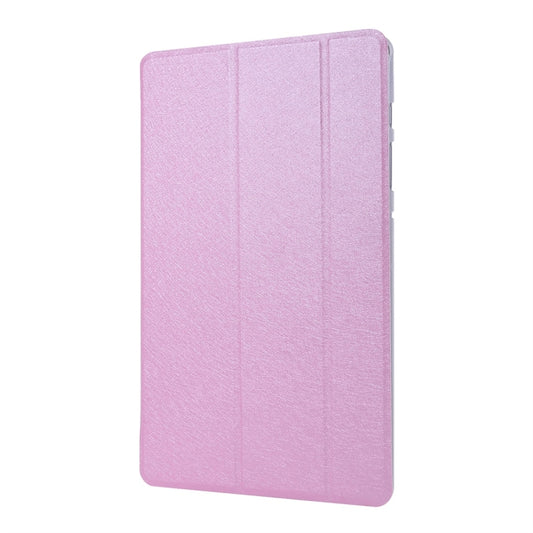 For Samsung Galaxy Tab S8 / Galaxy Tab S7 / T870 Silk Texture Three-fold Horizontal Flip Leather Case with Holder & Pen Slot(Pink) by buy2fix