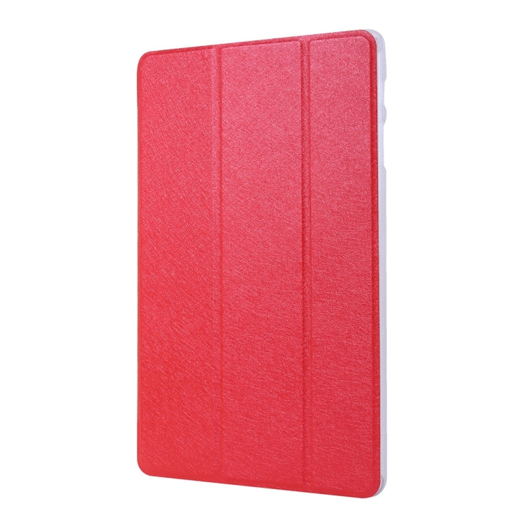 For Samsung Galaxy Tab S8 / Galaxy Tab S7 / T870 Silk Texture Three-fold Horizontal Flip Leather Case with Holder & Pen Slot(Red) by buy2fix