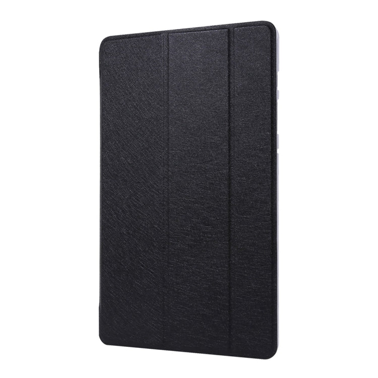 For Samsung Galaxy Tab S8+ / Tab S8 Plus / Tab S7 FE / Tab S7+ / T970 Silk Texture Three-fold Horizontal Flip Leather Case with Holder & Pen Slot(Black) by buy2fix