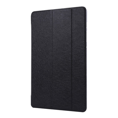 For Samsung Galaxy Tab S8+ / Tab S8 Plus / Tab S7 FE / Tab S7+ / T970 Silk Texture Three-fold Horizontal Flip Leather Case with Holder & Pen Slot(Black) by buy2fix