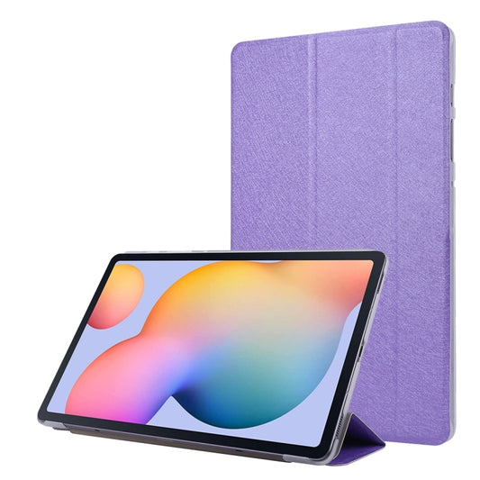 For Samsung Galaxy Tab S8+ / Tab S8 Plus / Tab S7 FE / Tab S7+ / T970 Silk Texture Three-fold Horizontal Flip Leather Case with Holder & Pen Slot(Purple) by buy2fix