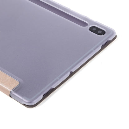 For Samsung Galaxy Tab S8+ / Tab S8 Plus / Tab S7 FE / Tab S7+ / T970 Silk Texture Three-fold Horizontal Flip Leather Case with Holder & Pen Slot(Purple) by buy2fix