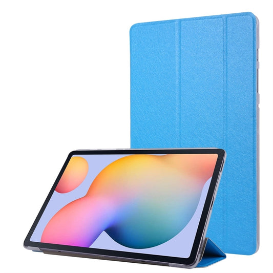 For Samsung Galaxy Tab S8+ / Tab S8 Plus / Tab S7 FE / Tab S7+ / T970 Silk Texture Three-fold Horizontal Flip Leather Case with Holder & Pen Slot(Sky Blue) by buy2fix