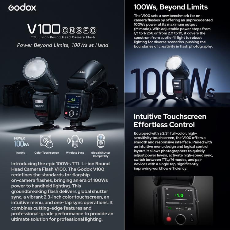 Godox V100 Round Head TTL Flash Speedlite For Sony(EU Plug) - Shoe Mount Flashes by Godox | Online Shopping UK | buy2fix