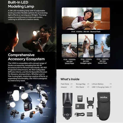 Godox V100 Round Head TTL Flash Speedlite For Olympus(Plug) - Shoe Mount Flashes by Godox | Online Shopping UK | buy2fix