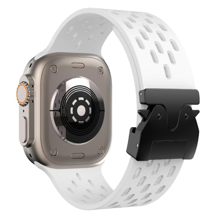 For Apple Watch 46mm / 49mm / 45mm / 44mm Kalebol Mesh Umbrella Buckle Silicone Watch Strap(White) - Watch Bands by Kalebol | Online Shopping UK | buy2fix