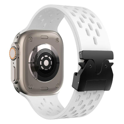 For Apple Watch 46mm / 49mm / 45mm / 44mm Kalebol Mesh Umbrella Buckle Silicone Watch Strap(White) - Watch Bands by Kalebol | Online Shopping UK | buy2fix