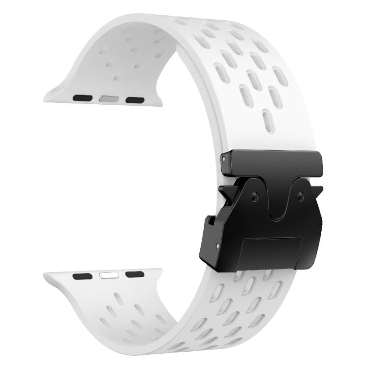 For Apple Watch 46mm / 49mm / 45mm / 44mm Kalebol Mesh Umbrella Buckle Silicone Watch Strap(White) - Watch Bands by Kalebol | Online Shopping UK | buy2fix