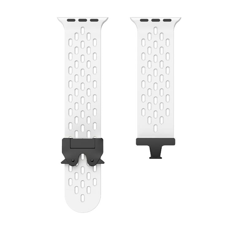 For Apple Watch 46mm / 49mm / 45mm / 44mm Kalebol Mesh Umbrella Buckle Silicone Watch Strap(White) - Watch Bands by Kalebol | Online Shopping UK | buy2fix