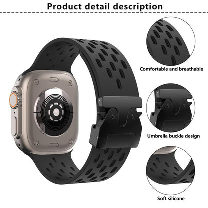 For Apple Watch 46mm / 49mm / 45mm / 44mm Kalebol Mesh Umbrella Buckle Silicone Watch Strap(White) - Watch Bands by Kalebol | Online Shopping UK | buy2fix