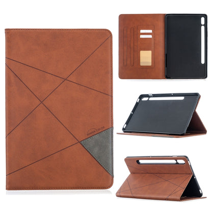 For Samsung Galaxy Tab S8 / Galaxy Tab S7 T870 Rhombus Texture Horizontal Flip Magnetic Leather Case with Holder & Card Slots(Brown) by buy2fix