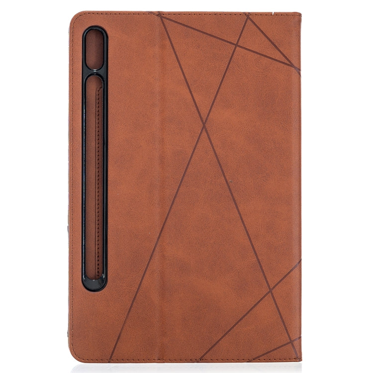 For Samsung Galaxy Tab S8 / Galaxy Tab S7 T870 Rhombus Texture Horizontal Flip Magnetic Leather Case with Holder & Card Slots(Brown) by buy2fix