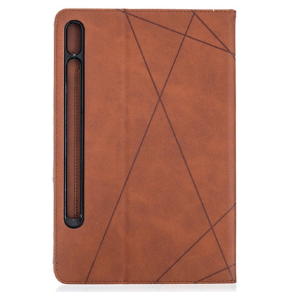 For Samsung Galaxy Tab S8 / Galaxy Tab S7 T870 Rhombus Texture Horizontal Flip Magnetic Leather Case with Holder & Card Slots(Brown) by buy2fix