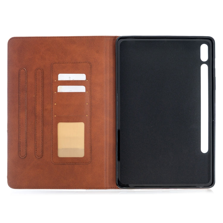 For Samsung Galaxy Tab S8 / Galaxy Tab S7 T870 Rhombus Texture Horizontal Flip Magnetic Leather Case with Holder & Card Slots(Brown) by buy2fix