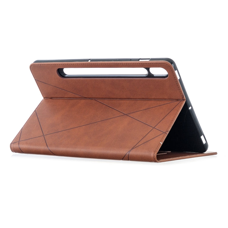 For Samsung Galaxy Tab S8 / Galaxy Tab S7 T870 Rhombus Texture Horizontal Flip Magnetic Leather Case with Holder & Card Slots(Brown) by buy2fix