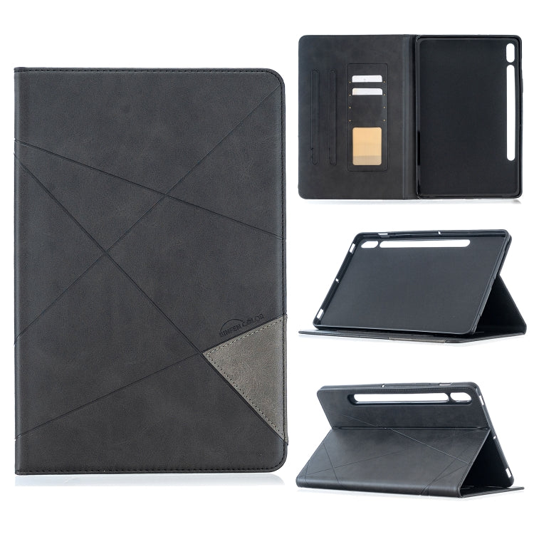 For Samsung Galaxy Tab S8 / Galaxy Tab S7 T870 Rhombus Texture Horizontal Flip Magnetic Leather Case with Holder & Card Slots(Black) by buy2fix