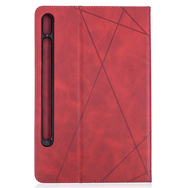 For Samsung Galaxy Tab S8 / Galaxy Tab S7 T870 Rhombus Texture Horizontal Flip Magnetic Leather Case with Holder & Card Slots(Red) by buy2fix