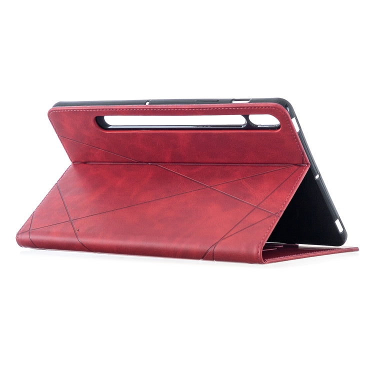 For Samsung Galaxy Tab S8 / Galaxy Tab S7 T870 Rhombus Texture Horizontal Flip Magnetic Leather Case with Holder & Card Slots(Red) by buy2fix
