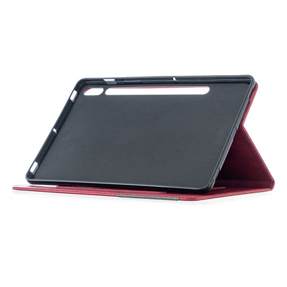 For Samsung Galaxy Tab S8 / Galaxy Tab S7 T870 Rhombus Texture Horizontal Flip Magnetic Leather Case with Holder & Card Slots(Red) by buy2fix