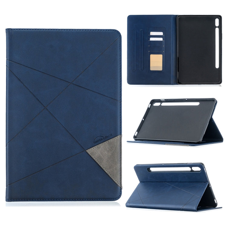 For Samsung Galaxy Tab S8 / Galaxy Tab S7 T870 Rhombus Texture Horizontal Flip Magnetic Leather Case with Holder & Card Slots(Dark Blue) by buy2fix