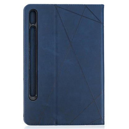 For Samsung Galaxy Tab S8 / Galaxy Tab S7 T870 Rhombus Texture Horizontal Flip Magnetic Leather Case with Holder & Card Slots(Dark Blue) by buy2fix