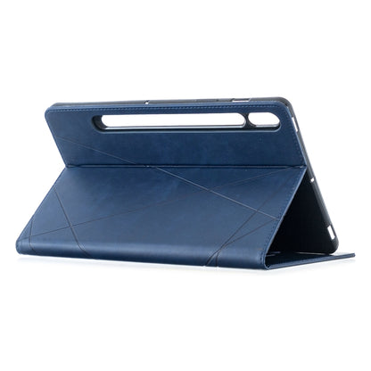 For Samsung Galaxy Tab S8 / Galaxy Tab S7 T870 Rhombus Texture Horizontal Flip Magnetic Leather Case with Holder & Card Slots(Dark Blue) by buy2fix