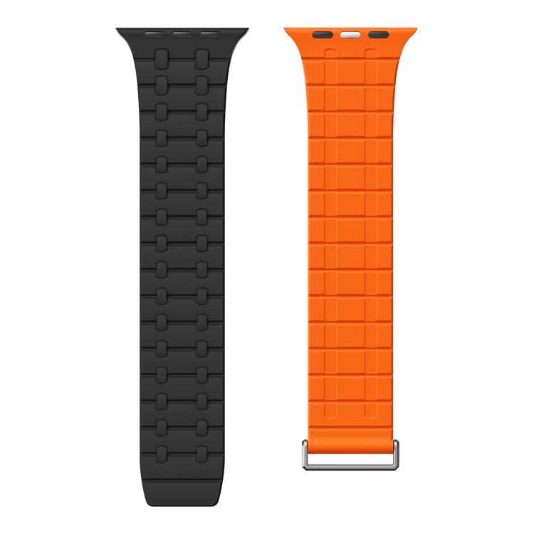 For Apple Watch 46mm / 49mm / 45mm / 44mm Kalebol Magnetic Silicone Watch Strap(Black Orange) - Watch Bands by Kalebol | Online Shopping UK | buy2fix