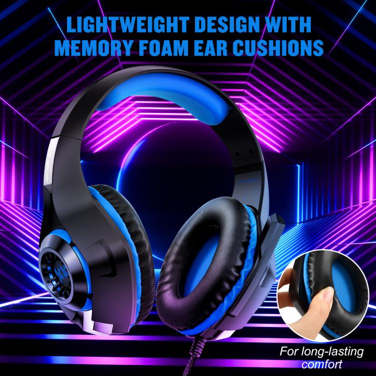 KOTION EACH GS400 Omni-directional Mic Gaming Headset, Length: About 1.9m(Black Blue) - Multimedia Headset by KOTION EACH | Online Shopping UK | buy2fix