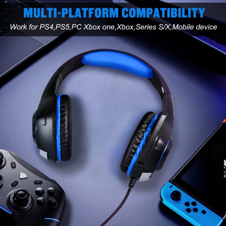 KOTION EACH GS400 Omni-directional Mic Gaming Headset, Length: About 1.9m(Black Blue) - Multimedia Headset by KOTION EACH | Online Shopping UK | buy2fix