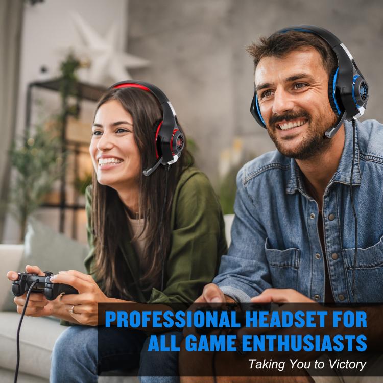 KOTION EACH GS400 Omni-directional Mic Gaming Headset, Length: About 1.9m(Black Blue) - Multimedia Headset by KOTION EACH | Online Shopping UK | buy2fix