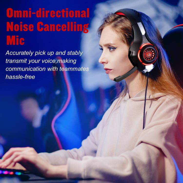 KOTION EACH GS400 Omni-directional Mic Gaming Headset, Length: About 1.9m(Black Red) - Multimedia Headset by KOTION EACH | Online Shopping UK | buy2fix