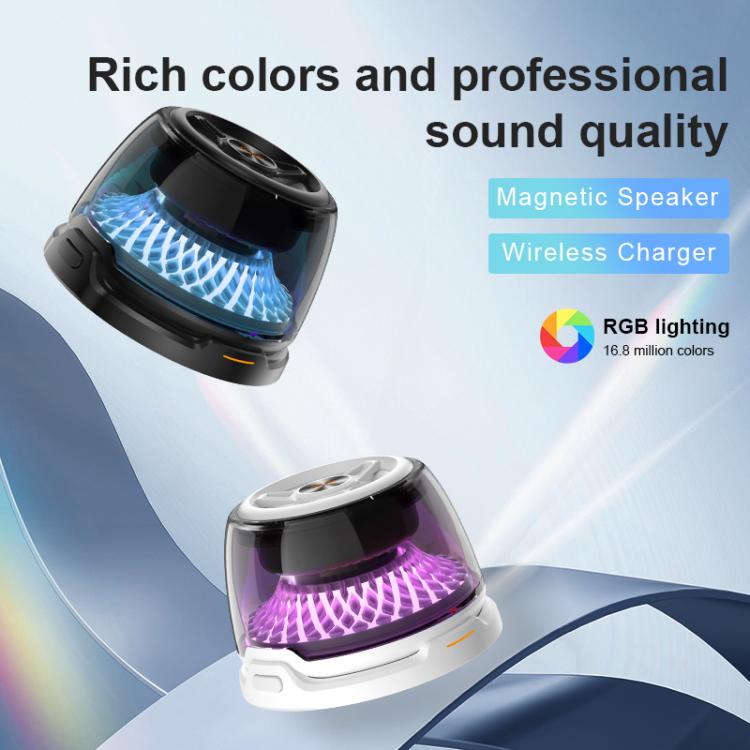 R9 Portable RGB Light Smart Bluetooth Speaker Magnetic Phone Holder Wireless Charger(White) - Mini Speaker by buy2fix | Online Shopping UK | buy2fix