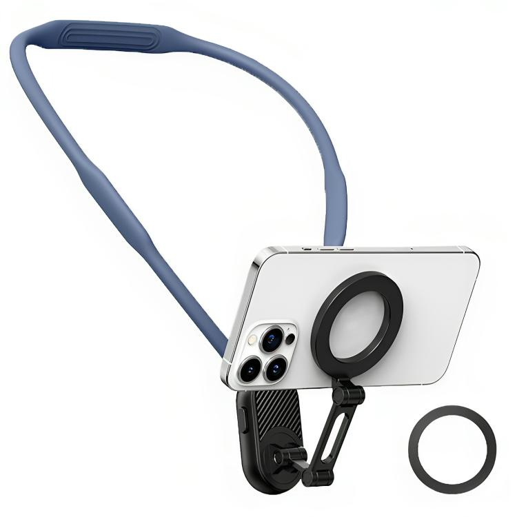 Collar Neck Hanger Magnetic Phone Holder(Carbon Fiber Dark Blue) - Lazy Bracket by buy2fix | Online Shopping UK | buy2fix