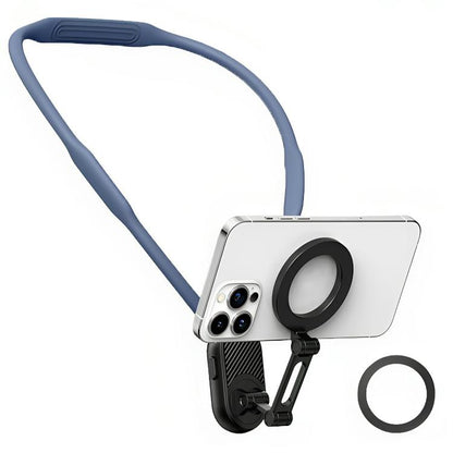 Collar Neck Hanger Magnetic Phone Holder(Carbon Fiber Dark Blue) - Lazy Bracket by buy2fix | Online Shopping UK | buy2fix